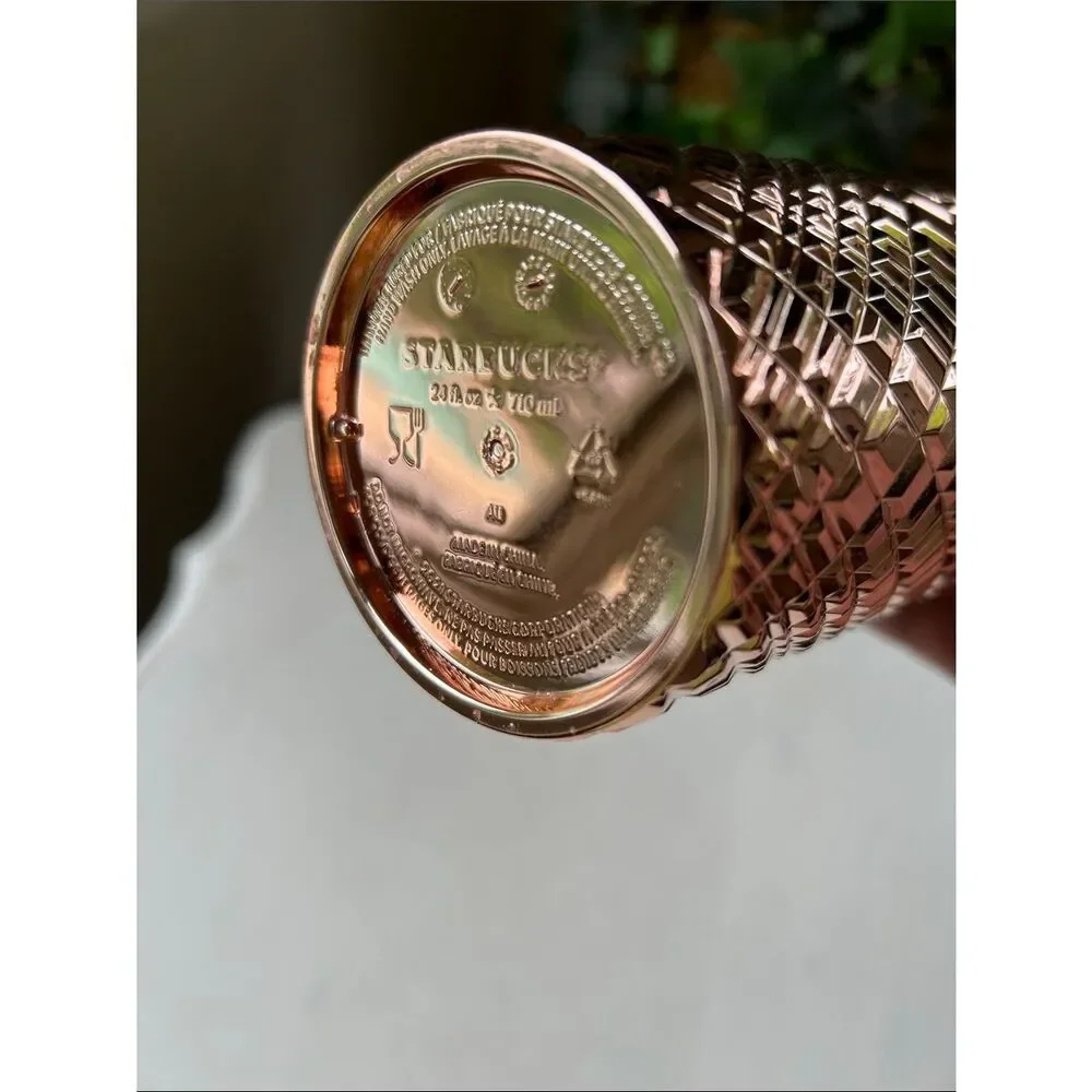 Starbucks Metallic Rose Gold Studded Tumbler with Straw